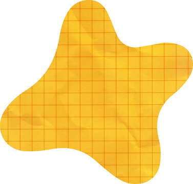 Yellow grid paper organic shape crumpled graph paper texture for scrapbooking and creative collage design element math stationery