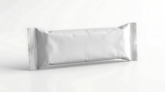 Blank white snack bar packaging mockup for energy bar or candy bar food product design.