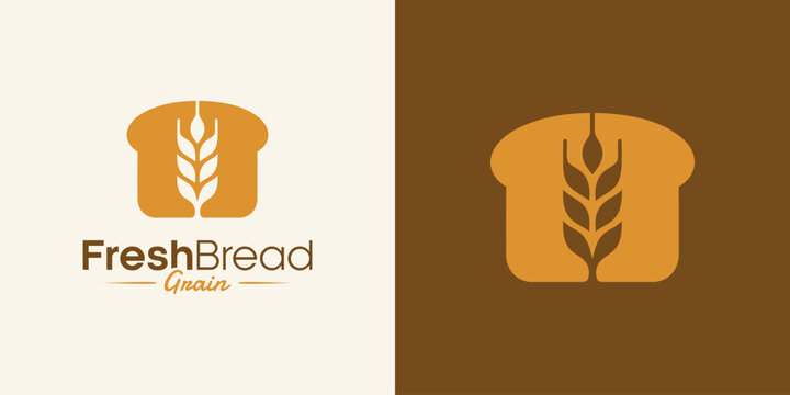 Wheat bread vector logo design with a modern, simple, clean, and abstract style. Logo for business, food, and personal branding.