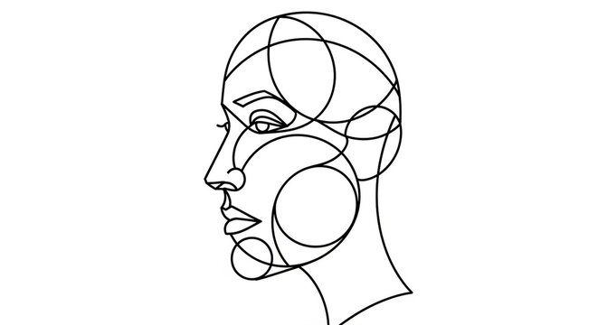 Line profile of woman with overlapping circles