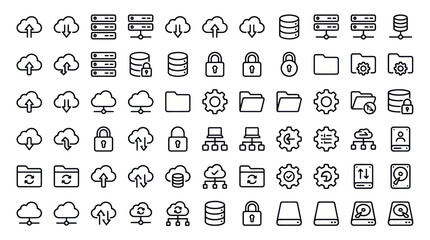 Fototapeta premium Cloud computing and network line icons