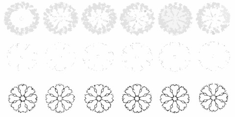 top down tree plan views in silhouette style view fifteen set landscape architecture design pattern nature graphic © Ripan