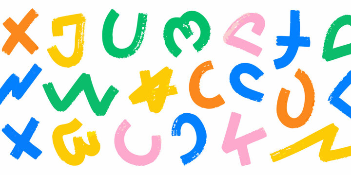 colorful hand painted alphabet letters on white background hand painted artistic brush strokes rainbow font text graphic design