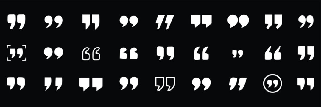 quotation mark double quote icon set vector