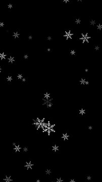 snow flakes glitter pattern alpha channel animation,winter snow flakes new year and Christmas stream isolated vertical social media motion design element