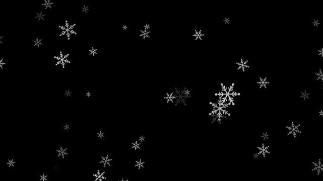snow flakes glitter pattern alpha channel animation,winter snow flakes new year and Christmas stream isolated social media motion design element