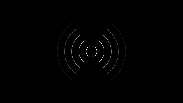 Radio waves gray color animation. Network tower produced radio wave concept on Black background.Motion graphic 4k animation video.