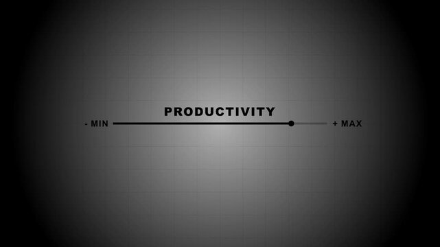 Productivity and efficiency concept. Business adjusting virtual slider from min to max, process to increase productivity and efficiency.