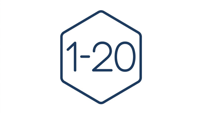 Hexagonal Number Range One To Twenty Design.