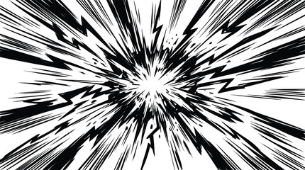 Explosion burst with lightning and sharp radial lines on white background vector graphic © Creative Wings