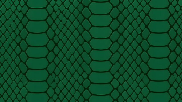 Seamless snake skin texture pattern in dark green color, repeating reptile scales background