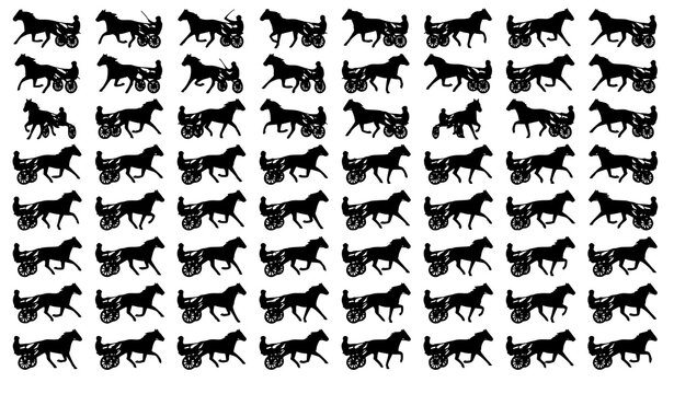 Harness Racing Horse and Jockey Silhouette Vector Collection
