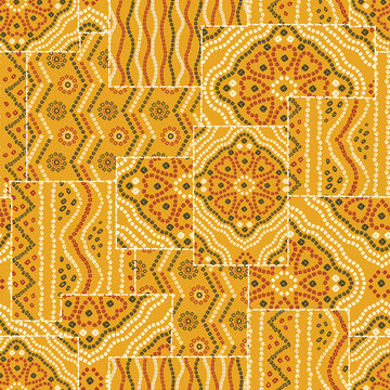 patchwork badhani pattern on muster background