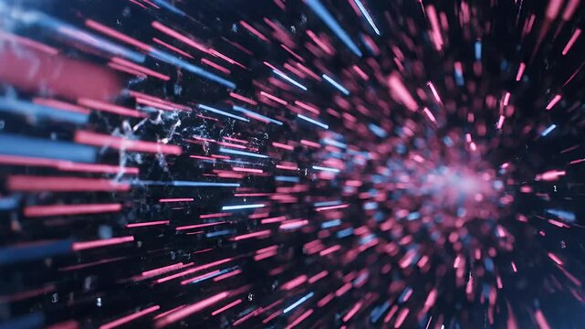 Abstract streaking lights against a dark, textured background with faint nebulae