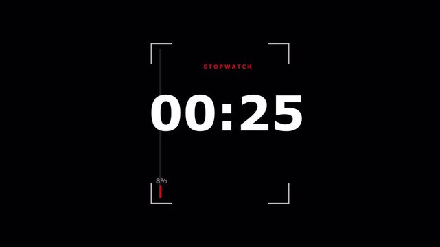 5 Minute Timer Animation - Corner Frame Rising Bar Dark Background 4K Motion Graphic