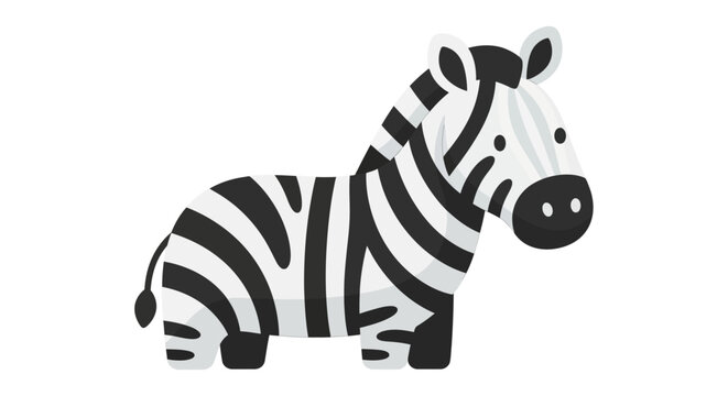 Cute cartoon zebra with bold black and white stripes standing.