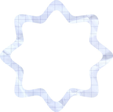 Wavy Star Frame with Blue Graph Paper Texture and Scalloped Border for Scrapbooking and Graphic Design Elements