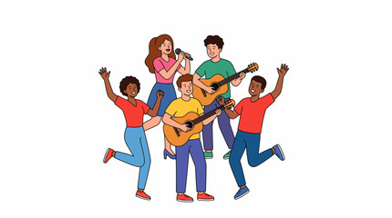 Obraz premium Diverse group of teenagers celebrating world youth day with music and dance