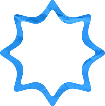 Blue Wavy Star Border with Crinkled Paper Texture Creative Geometric Frame for Graphic Design and Modern Digital Art