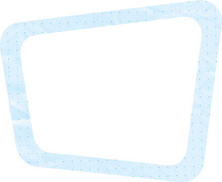 Blue watercolor frame border dotted texture hand drawn irregular shape for message text box copy space