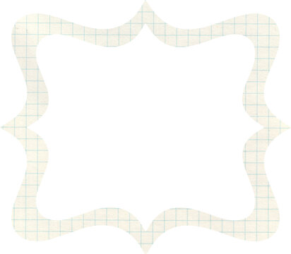Vintage Graph Paper Bracket Frame with Blue Grid Pattern and Ornate Decorative Border for Stationery Design and Scrapbooking Projects
