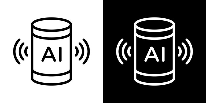 AI database icon featuring connected data storage representing artificial intelligence, smart databases, real-time synchronization, and analytics.