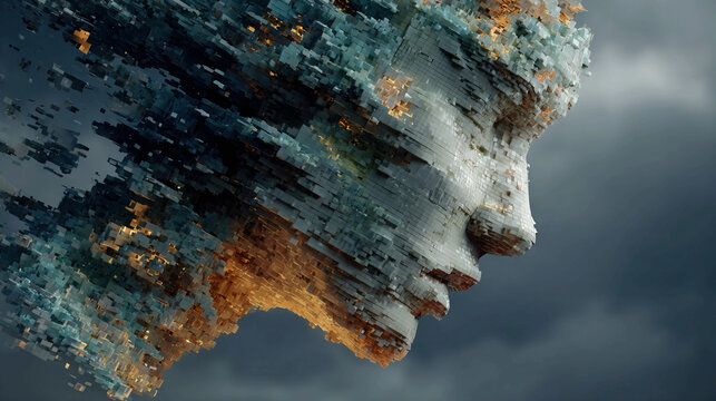 Digital fatigue concept abstract visualization of mental exhaustion from technology cognitive overload screen dependency stress emotional strain focus loss and symbolic high-resolution conceptual