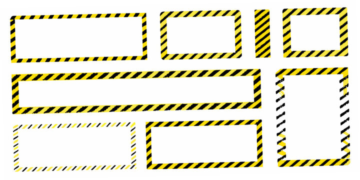 Rectangular frames with caution tape pattern on a white background