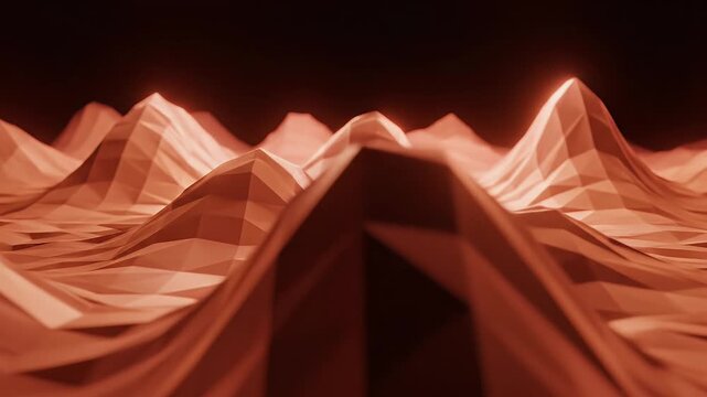 Abstract geometric pink mountainous terrain with dark background