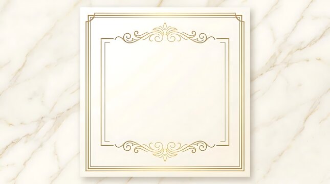 Elegant ornate frame with decorative swirls on marble background