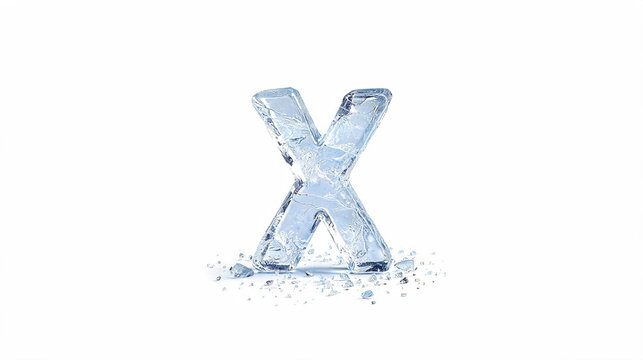x Alphabet Hyper Realistic Ice lowercase Letters Isolated on White Background