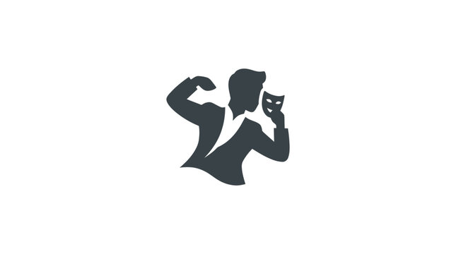 Muscular man flexing bicep muscle.