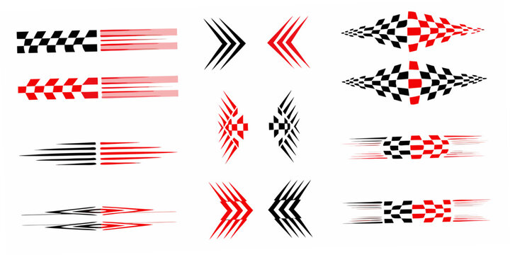 Checkered flag and speed line designs vector illustration collection