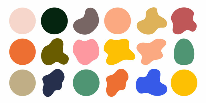 Colorful organic blob shapes arranged on a white background a vibrant vector illustration abstract forms amorphous shapes artistic design backgrounds