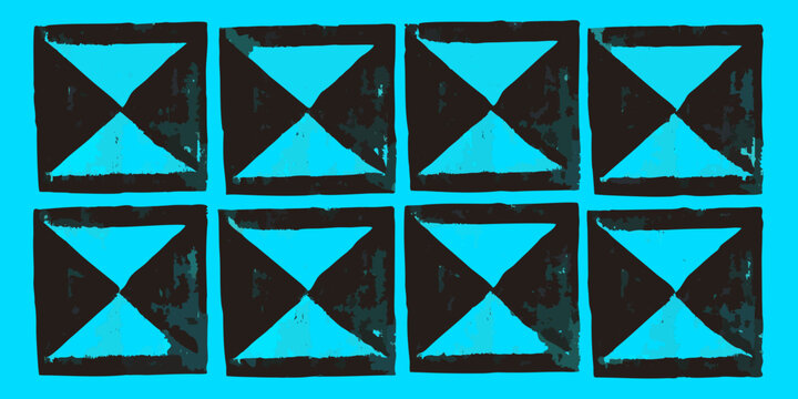 Set of distressed ink roller textures featuring a repeating cross shaped pattern on a bright teal background
