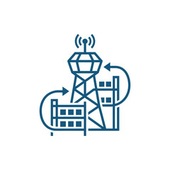 Naklejka premium A blue icon showing a radio tower and data storage units