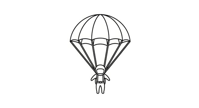 Person jumping with open parachute.