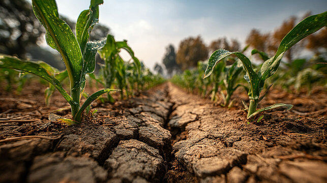 Climate change impacts crop production severely while biotechnology develops stress-resistant plants capable of surviving drought heat and poor soil conditions