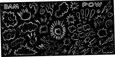 Comic Book Speech Bubbles And Explosions White Vector Illustration © Tusar