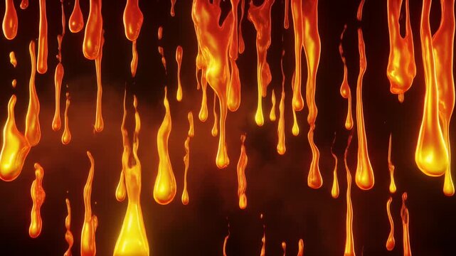 Vibrant orange and yellow flames falling downwards, fiery sparks, warm glowing embers, dark background, dramatic lighting, intense heat, fiery texture, abstract fire pattern
