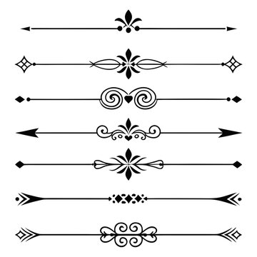Elegant vintage dividers page ornament flourishes.