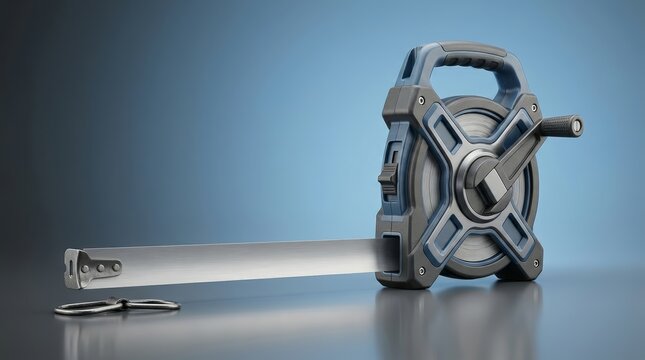 Long tape measure 3D render extended range measuring instrument designed for surveying layout work and distance assessment
