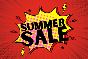 Comic-style pop art design promoting a "Summer Sale."  © Learn, Try and Grow