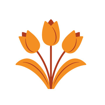 Orange Tulips with Leaves
