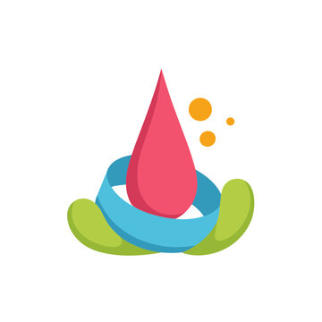 Abstract drop shape with colorful elements