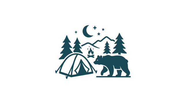 Bear walking towards a tent.