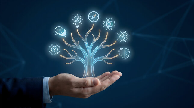 Digital Skill Tree Representing Professional Growth and Workforce Development