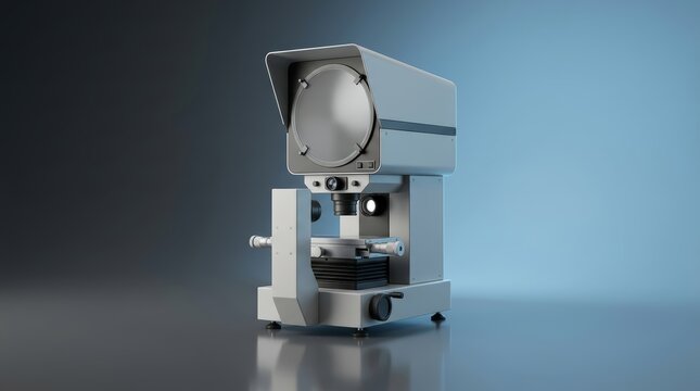 Optical comparator 3D render profile inspection instrument designed for dimensional verification and manufacturing analysis