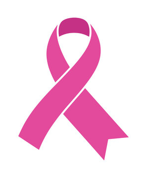 Pink awareness ribbon symbol for breast cancer support as clean cutout