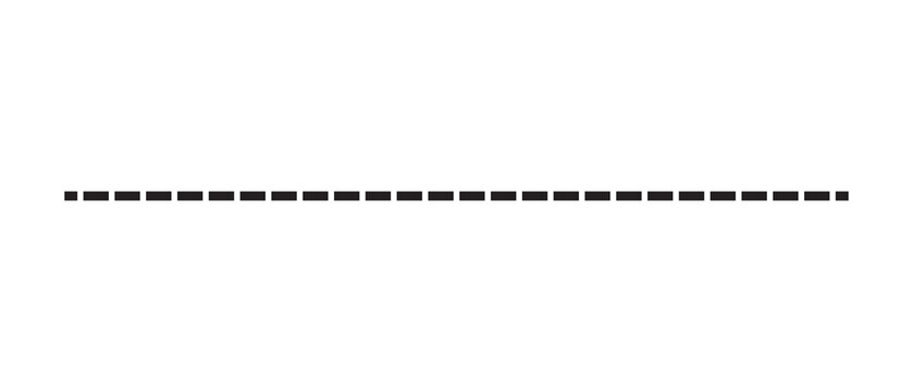 Black dashed horizontal line separator graphic as clean cutout